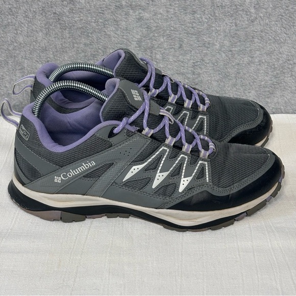 Columbia Wayfinder Outdry Hiking Shoe-Gray/Lavender Purple-Women Size 10 - Picture 1 of 10